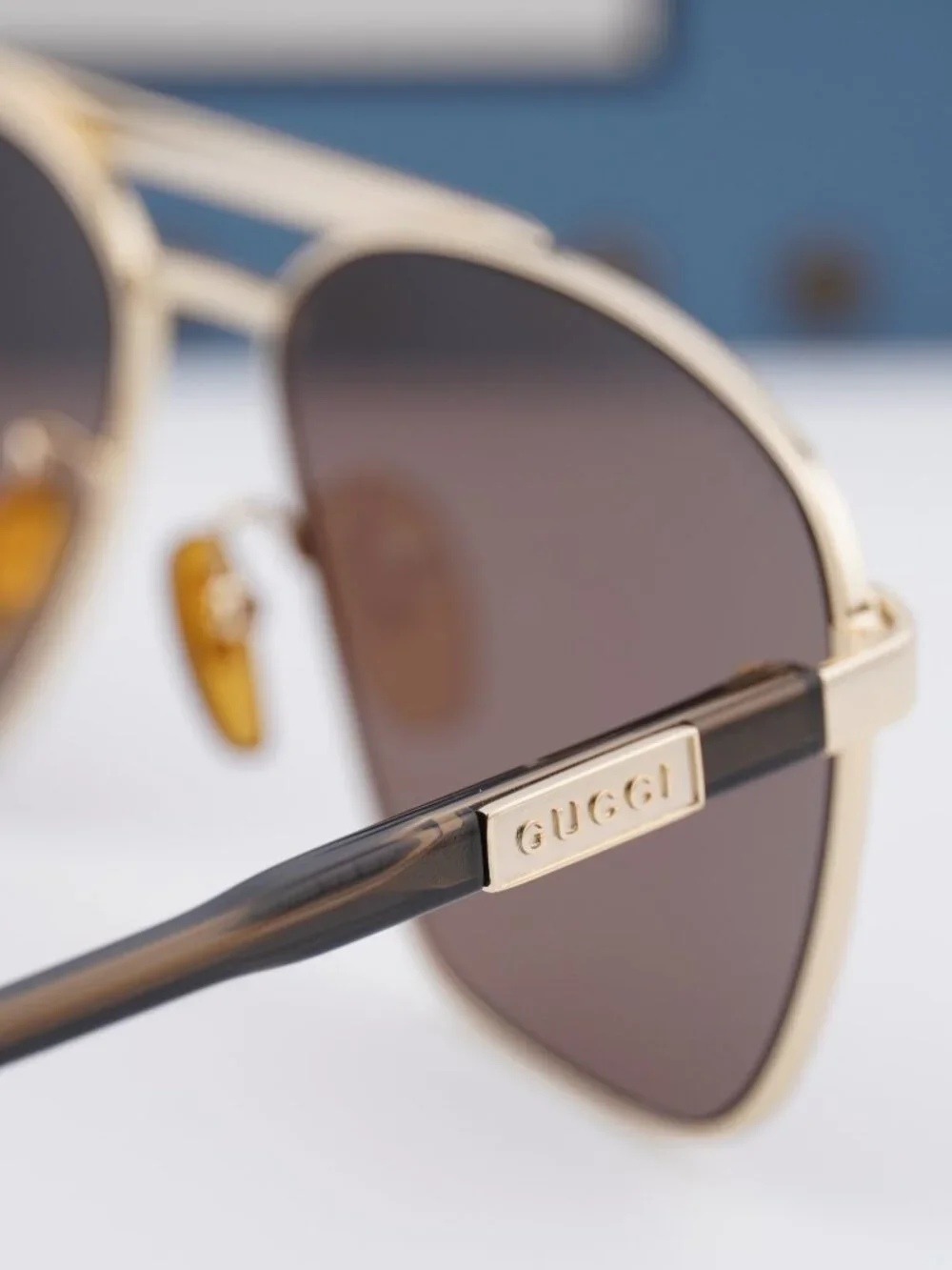Gucci GG1164S 002 Aviator Sunglasses - Gold/ Brown